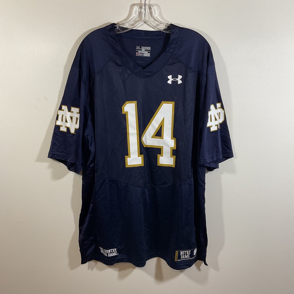 Under Armour Notre Dame Fighting Irish Football Jersey Navy Blue Men 2XL #14